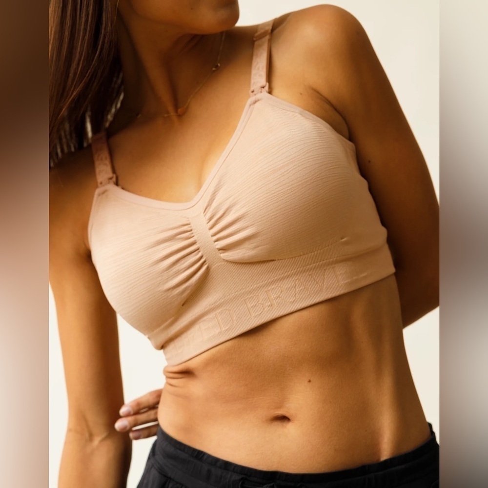 Kindred Bravely Sublime® Hands-Free Pumping Nursing Bra Beige Tan Medium Busty